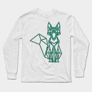 Green Geometric Fox Design Long Sleeve T-Shirt